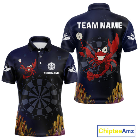 Maroon Lobster & Dartboard In The Ocean Men's Darts Shirt - Custom Name For Players NYN0523