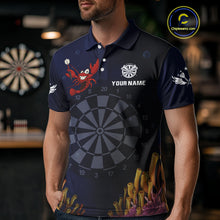 Load image into Gallery viewer, Maroon Lobster &amp; Dartboard In The Ocean Men's Darts Shirt - Custom Name For Players NYN0523