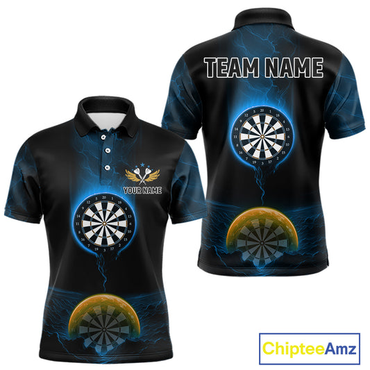 Custom Blue And Orange Dartboard Dart Shirt For Men Outfits Polo & 1/4-Zip Darts Jersey NYN1042