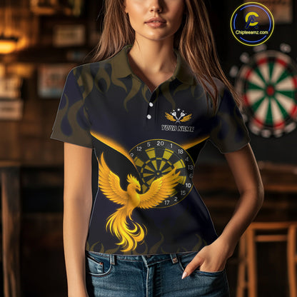 Custom Yellow Flames Phoenix Dartboards Darts Shirt For Women Outfits Phoenix Dart Jersey NYN1045