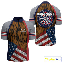 Load image into Gallery viewer, US Flag Dartboard Grunge Patriotic Darts Shirt For Men - Custom Dart Player Jersey NYN0528