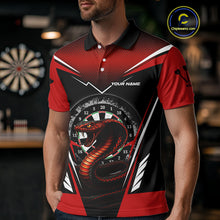 Load image into Gallery viewer, Maroon Cobra &amp; Dartboard Men's Darts Polo Shirt - Custom Name For Darts Jersey NYN0752