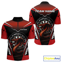 Load image into Gallery viewer, Maroon Cobra &amp; Dartboard Men's Darts Quarter-Zip Shirt - Custom Name For Darts Jersey NYN0752