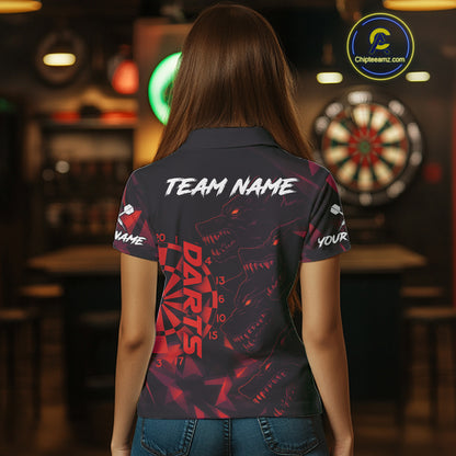 Custom Black And Red Wolf Dartboard Dart Jersey For Women Outfits Dart Team Jerseys NYN1400