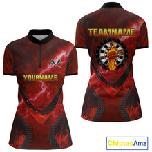 Load image into Gallery viewer, Lightning Red Flame Hand &amp; Darts Women's Darts Shirt - Custom Name For Players NYN0543
