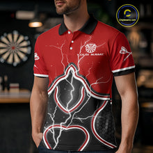Load image into Gallery viewer, Lightning Dark Lion Dartboard Red Darts Shirt For Men - Custom Name For Players NYN0544