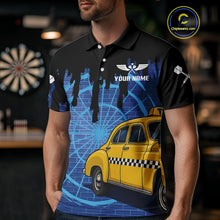 Load image into Gallery viewer, Blue Dartboard &amp; Black Dripping Color Men's Darts Shirt - Custom Name For Players NYN0549