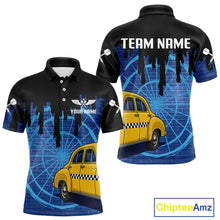 Load image into Gallery viewer, Blue Dartboard &amp; Black Dripping Color Men's Darts Shirt - Custom Name For Players NYN0549