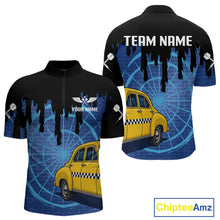Load image into Gallery viewer, Blue Dartboard &amp; Black Dripping Color Men's Darts Shirt - Custom Name For Players NYN0549