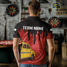 Load image into Gallery viewer, Red Dartboard &amp; Black Dripping Color Men's Darts Shirt - Custom Name For Players NYN0550