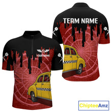 Load image into Gallery viewer, Red Dartboard &amp; Black Dripping Color Men's Darts Shirt - Custom Name For Players NYN0550