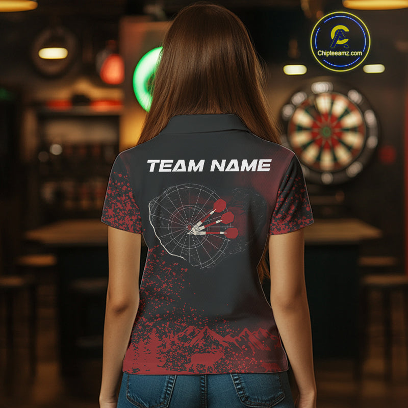 Red Arrows & Dartboard Women's Darts Polo Shirt - Custom Name For Darts Jersey NYN0759