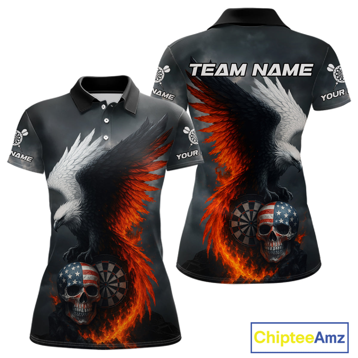 Custom Patriotic Dart Shirt For Women Personalized Skull Red Eagle Dart Team Jerseys NYN1060