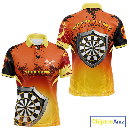 Flaming Shield Dartboard Multi Color Darts Shirt For Men - Custom Name For Players NYN0564