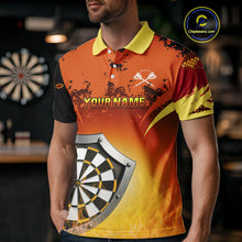 Load image into Gallery viewer, Flaming Shield Dartboard Multi Color Darts Shirt For Men - Custom Name For Players NYN0564