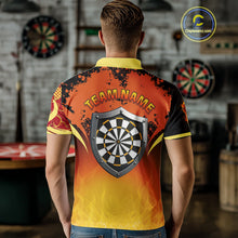 Load image into Gallery viewer, Flaming Shield Dartboard Multi Color Darts Shirt For Men - Custom Name For Players NYN0564