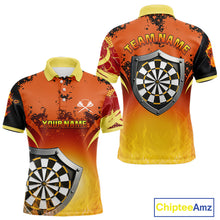 Load image into Gallery viewer, Flaming Shield Dartboard Multi Color Darts Shirt For Men - Custom Name For Players NYN0564