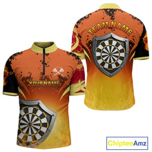 Load image into Gallery viewer, Flaming Shield Dartboard Multi Color Darts Shirt For Men - Custom Name For Players NYN0564