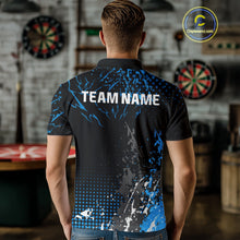 Load image into Gallery viewer, Black Blue Dartboard Skeleton Grunge Men's Darts Shirt - Custom Name For Players NYN0567