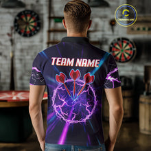 Load image into Gallery viewer, Purple Circle Thunder &amp; Red Dart Arrows Men's Darts Shirt - Custom Name For Players NYN0568
