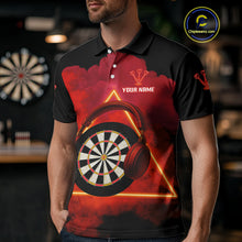 Load image into Gallery viewer, Red Smoke Headphones Dartboard Funny Darts Shirt For Men - Custom Team Jersey NYN0579
