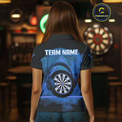 Azure Smoke Headphones Dartboard Funny Darts Shirt For Women - Custom Team Jersey NYN0580