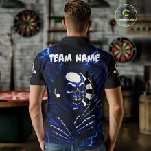 Load image into Gallery viewer, Thunder Lightning Skeleton Dartboard Blue Darts Shirt For Men - Custom Name &amp; Team  NYN0591