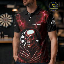 Load image into Gallery viewer, Thunder Lightning Skeleton Dartboard Red Darts Shirt For Men - Custom Name &amp; Team  NYN0592
