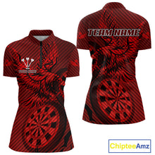 Load image into Gallery viewer, Custom Eagle &amp; Dartboard Red Stripes Dart 1/4-Zip Shirts For Women, Dart Team Jerseys NYN0782