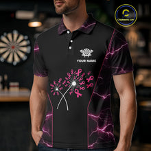 Load image into Gallery viewer, Lightning Pink Ribbons Dartboard Darts Shirt For Men - Custom Name &amp; Team Jersey NYN0601