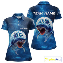 Load image into Gallery viewer, Personalized Fishing Shark &amp; Dartboard Custom Dart Polo Shirts For Women, Dart Jerseys NYN0789