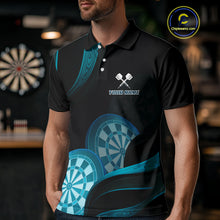 Load image into Gallery viewer, Three Turquoise-Dartboard 3D Tribal Darts Shirt For Men - Custom Name &amp; Team Jersey NYN0623