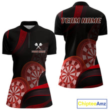 Load image into Gallery viewer, Three Red-Dartboard 3D Tribals Dart Shirt For Women - Custom Name &amp; Team Jersey NYN0624