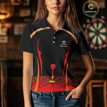 Load image into Gallery viewer, Red Dartboard &amp; Dart Arrow Darts Shirt For Women - Custom Team Name - Darts Jersey NYN0369