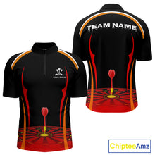Load image into Gallery viewer, Red Dartboard &amp; Dart Arrow Darts Shirt For Men - Custom Team Name - Darts Jersey NYN0369
