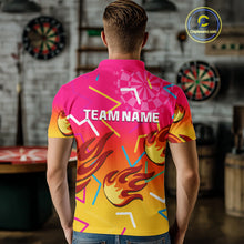 Load image into Gallery viewer, Flames In Vibrant Pink &amp; Yellow Darts Funny Shirt For Men - Custom Team Name NYN0373