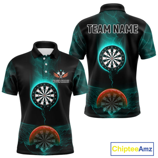 Thunder Dartboards Men's Darts Shirt - Custom Name & Team | Opt2 - Turquoise Orange NYN0632