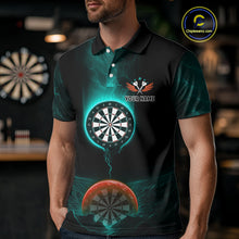 Load image into Gallery viewer, Thunder Dartboards Men's Darts Shirt - Custom Name &amp; Team | Opt2 - Turquoise Orange NYN0632