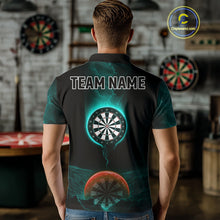 Load image into Gallery viewer, Thunder Dartboards Men's Darts Shirt - Custom Name &amp; Team | Opt2 - Turquoise Orange NYN0632