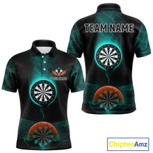 Load image into Gallery viewer, Thunder Dartboards Men's Darts Shirt - Custom Name &amp; Team | Opt2 - Turquoise Orange NYN0632