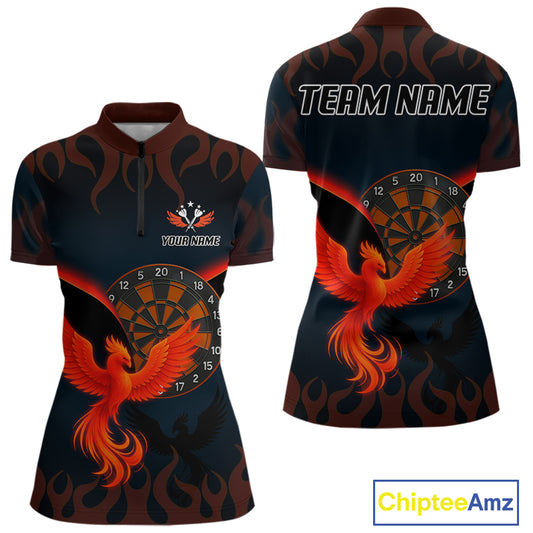 Phoenix Flame Dartboards Women's Darts Shirt - Custom Name & Team Jersey | Opt1 - Orange  NYN0636