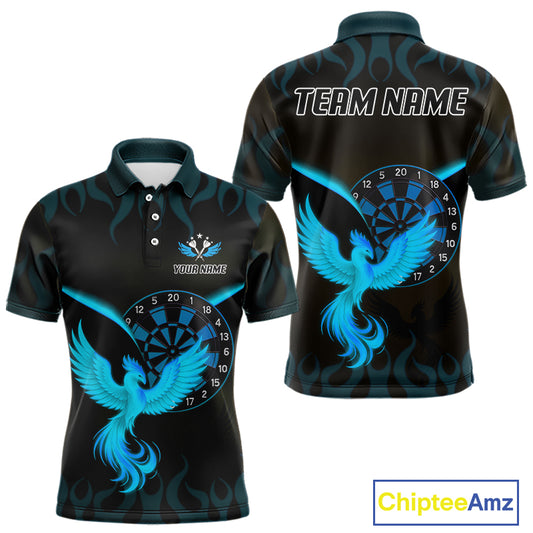 Phoenix Flame Dartboards Men's Darts Shirt - Custom Name & Team Jersey | Opt2 - Turquoise NYN0637