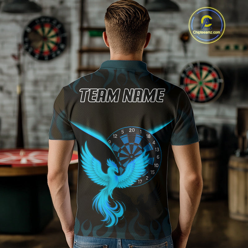 Phoenix Flame Dartboards Men's Darts Shirt - Custom Name & Team Jersey | Opt2 - Turquoise NYN0637
