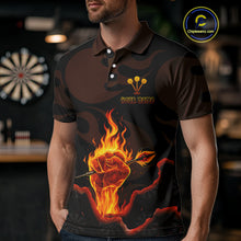 Load image into Gallery viewer, Flaming Hand &amp; Dart Arrow Darts Shirts For Men - Custom Name &amp; Team | Opt1 - Red NYN0639