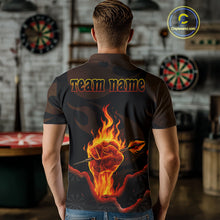 Load image into Gallery viewer, Flaming Hand &amp; Dart Arrow Darts Shirts For Men - Custom Name &amp; Team | Opt1 - Red NYN0639