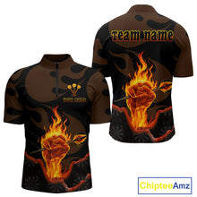Load image into Gallery viewer, Flaming Hand &amp; Dart Arrow Darts Shirts For Men - Custom Name &amp; Team | Opt1 - Red NYN0639