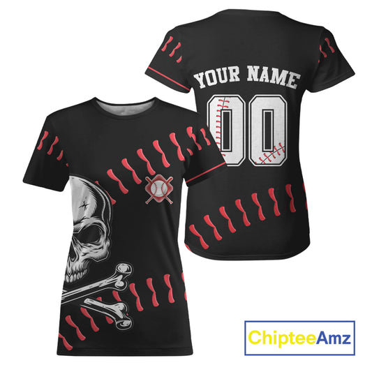 Black And Red Skull Baseball Jersey For Women Custom Halloween Youth Baseball Shirts NYN0833