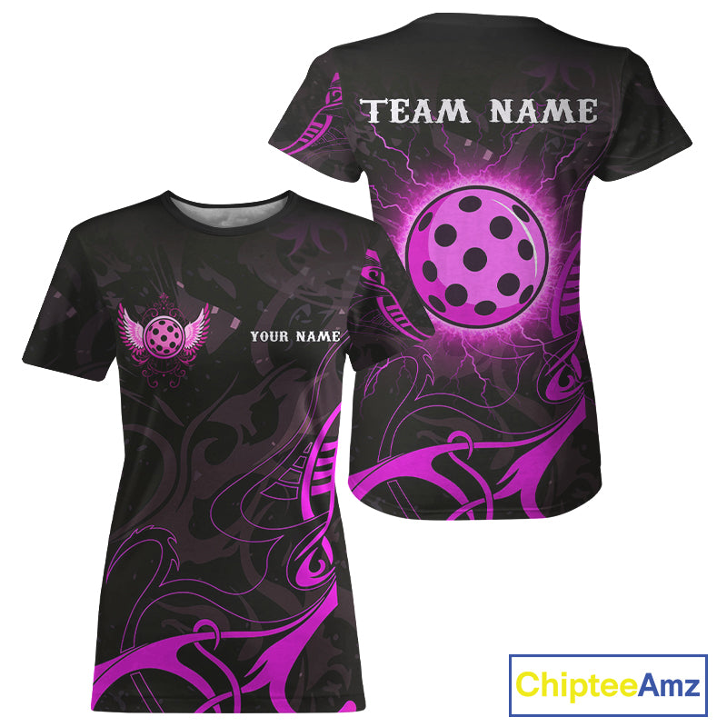 Personalized Pink Pickleball Ball T-Shirt For Women Custom Pickleball Team Jerseys NYN1248