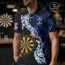 Load image into Gallery viewer, Colorful Splash Dartboard &amp; Cobalt Camo Darts Shirt For Men - Custom Team Name NYN0376