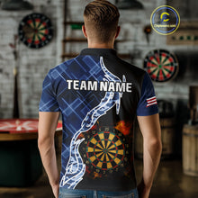 Load image into Gallery viewer, Colorful Splash Dartboard &amp; Cobalt Camo Darts Shirt For Men - Custom Team Name NYN0376